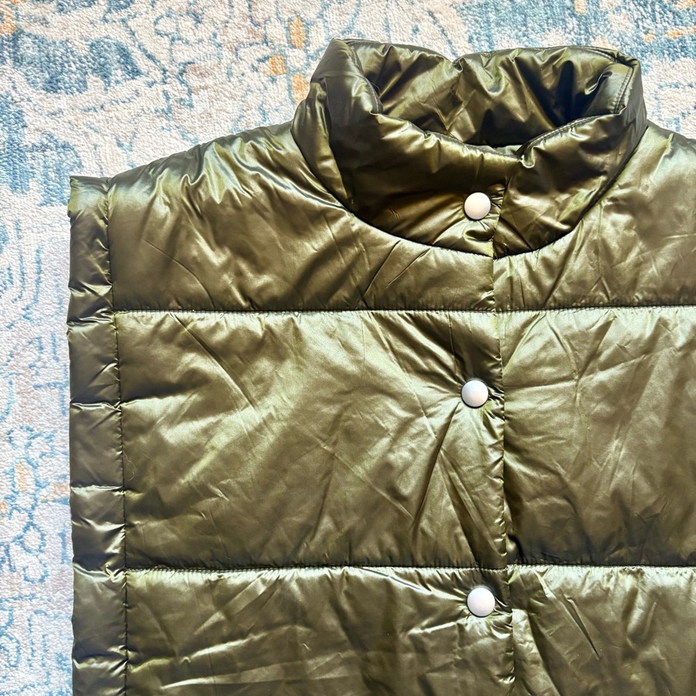Anthropologie Pilcro Packable Puffer Vest Tie Sides Olive Green OS Spring Travel - Picture 4 of 9